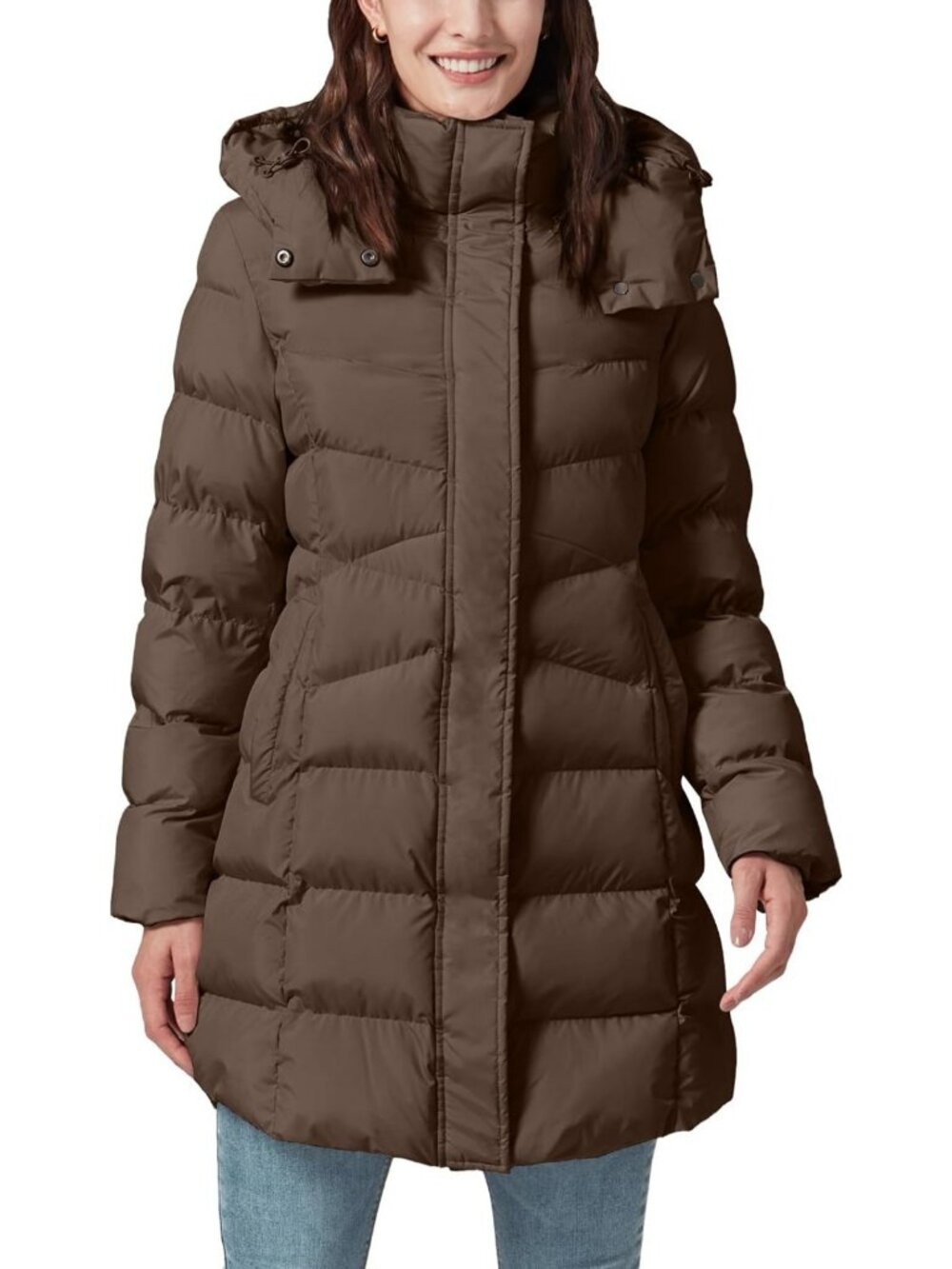 Cozy Women's Long Puffer Jacket with Detachable Hood | Quilted Winter Coat